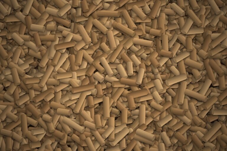 Gros plan sur des granulés de bois (pellets)
